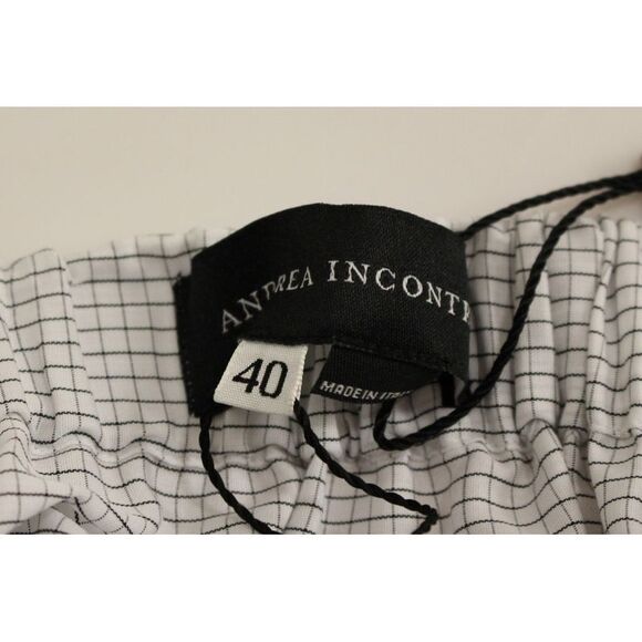 Andrea Incontri White Cotton Checkered Stretch Women's Skirt - Picture 6 of 6